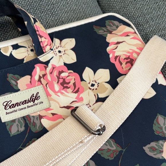 Floral Laptop Bag - Navy and Pink - Picture 2 of 5